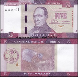 Liberia 5 Dollars UNC 2016