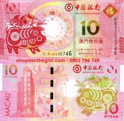 Macao 10 Patacas 2019 UNC Bank Of China Kỷ Niệm Năm Heo (tờ) - SP006076