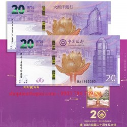 Macao 20 dollars 2019 UNC kỷ niệm Folder (2 tờ)