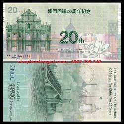 Macao 20 Năm Kỷ Niệm Về Trung Quốc 2019 UNC (tờ) - SP006087