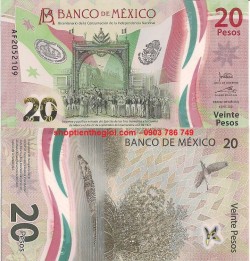 Mexico 20 Pesos 2021 UNC Polymer Kỷ Niệm Độc Lập - SP006222