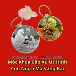 Móc Khóa Cặp Xu Úc Hình Con Ngựa Mạ Vàng Bạc 2026 - SP008171