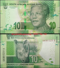 Nam Phi - South Africa 10 Rand 2015 UNC