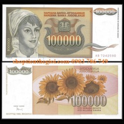 Nam Tư 100.000 Dinara 1993 unc