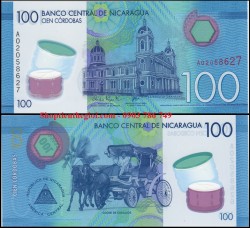 Nicaragua 100 Cordobas 2015 UNC Polymer