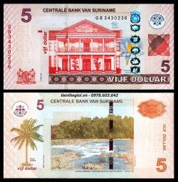 Suriname 5 Vijf Dollar 2012 UNC Hybrid - SP001822