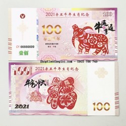 Tiền 100 dola macao hình con trâu 2021 - SP002446