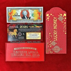 Tiền 2 USD Hình Con Ngựa Mạ Vàng 2026 In Màu - SP008179