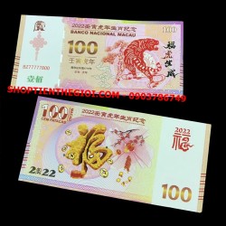 Tiền Lì Xì 100 Dola Macao Hình Con Cọp 2022 - SP005382