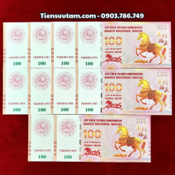 Tiền Lì Xì 100 Dola Macao Hình Con Ngựa 2026 Seri Năm Sinh - SP008271