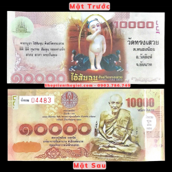 Tiền Lưu Niệm 10.000 Baht Hình Luang Phor Songk chùa Wat Song Sawoey Thái Lan - SP006226