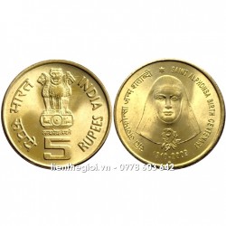 Xu India - Ấn Độ 5 rupee 2009 - KN 100 năm Thánh Alphonsa - SP007633